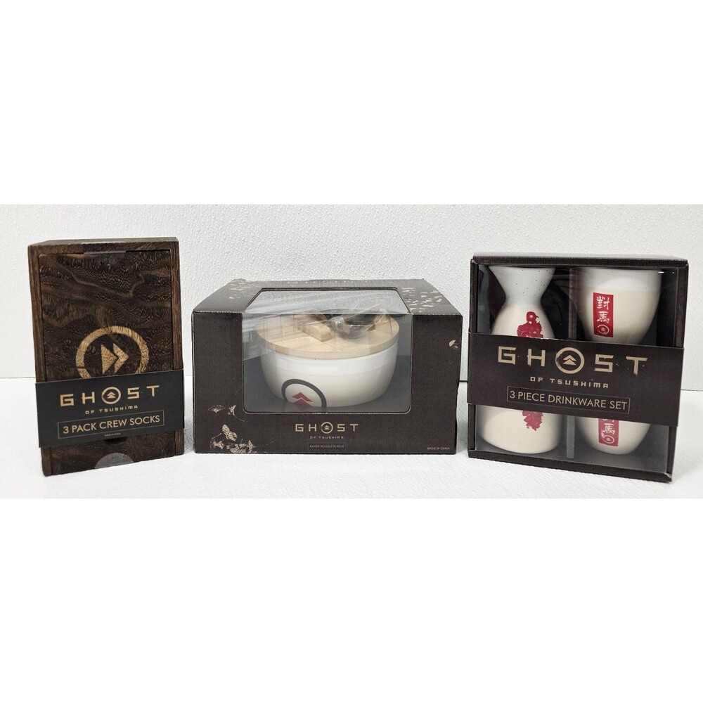 Ghost Of Tsushima Merchandise Bundle Ceramic Drink Set Ramen Socks PS5 Exclusive